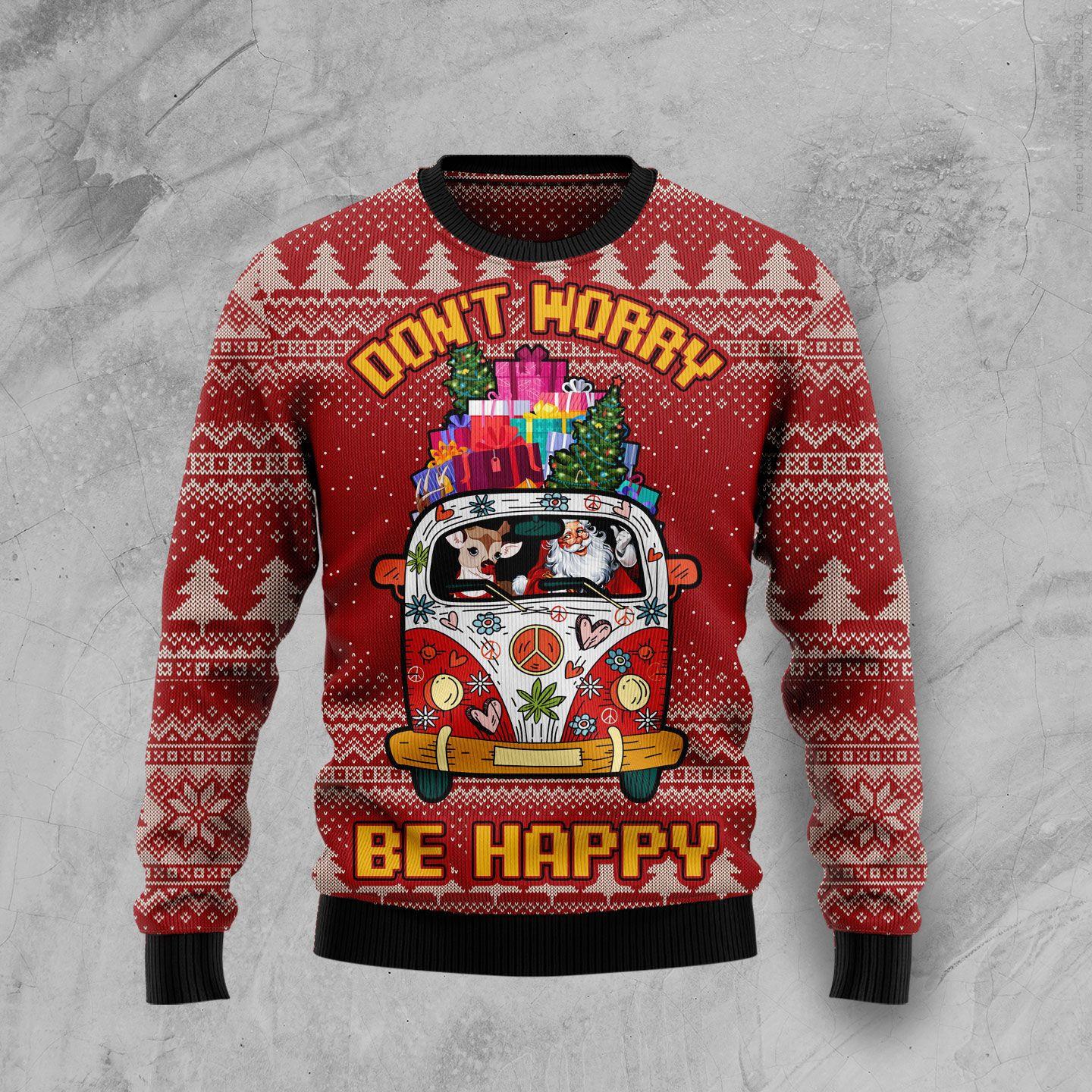 Hippie Car Ugly Christmas Sweater Ugly Sweater For Men Women