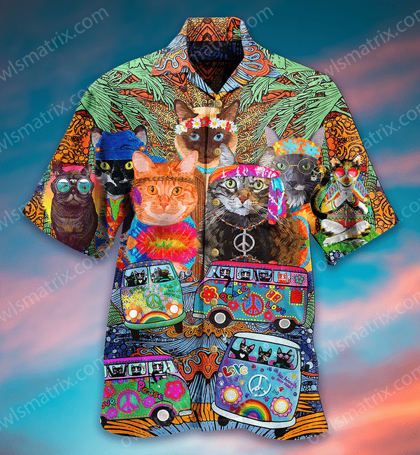 Hippie Cats Peace Life Color Limited - Hawaiian Shirt 36 Hawaiian Shirt For Men
