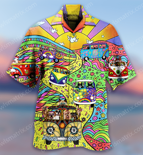 Hippie Dogs And Cats Peace Life Color Limited - Hawaiian Shirt 37 - Hawaiian Shirt For Men