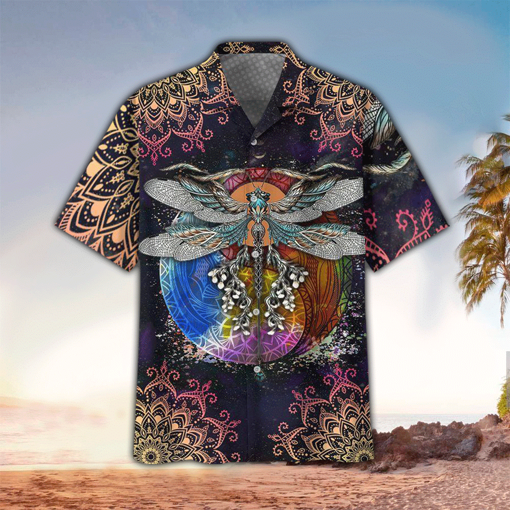 Hippie Dragonfly Hawaiian Shirt for Men and Women