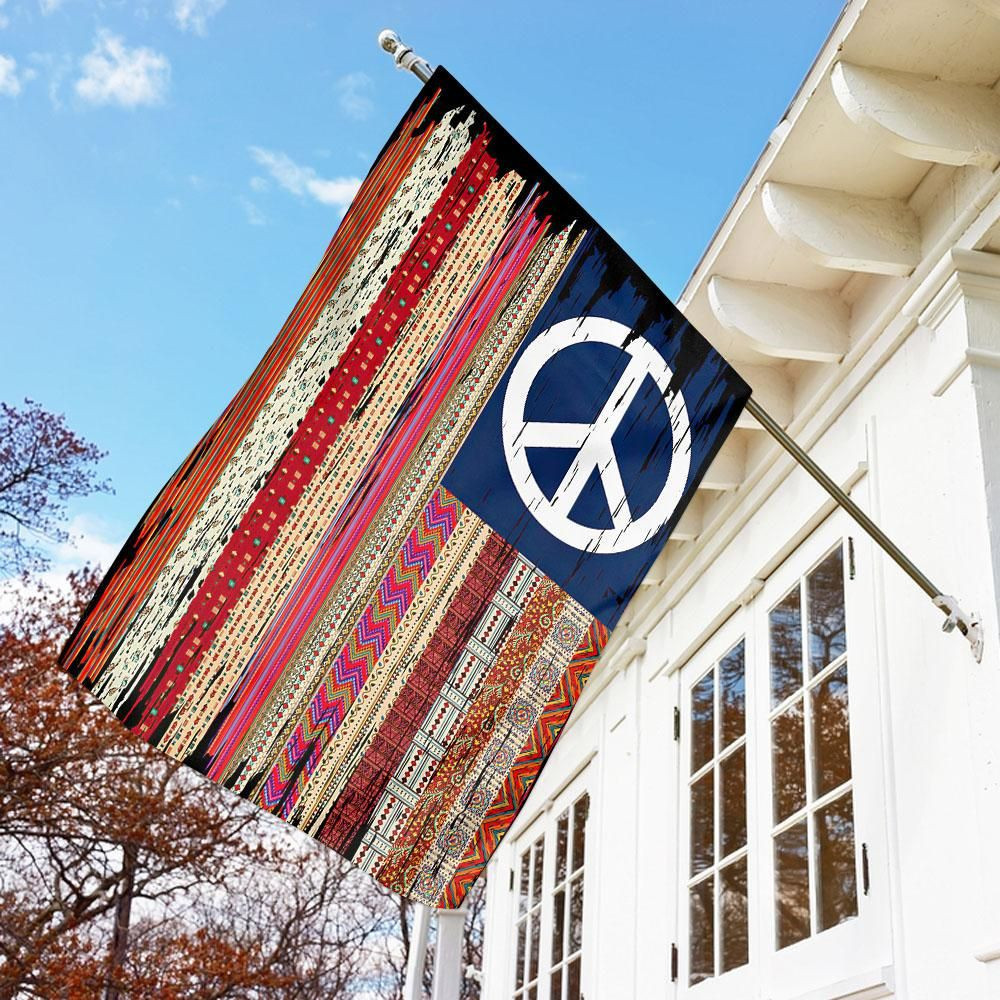 Hippie Ethnic Peace Garden Flag House Flag
