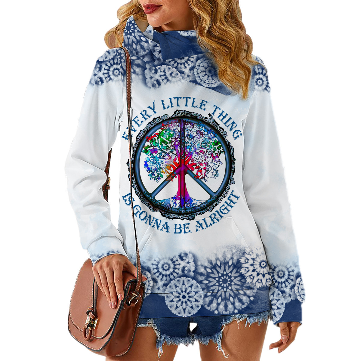 Hippie Every Little Thing Is Gonna Be Alright Hoodie Shirt Hoodie Dress Lapel Hoodie Shirt