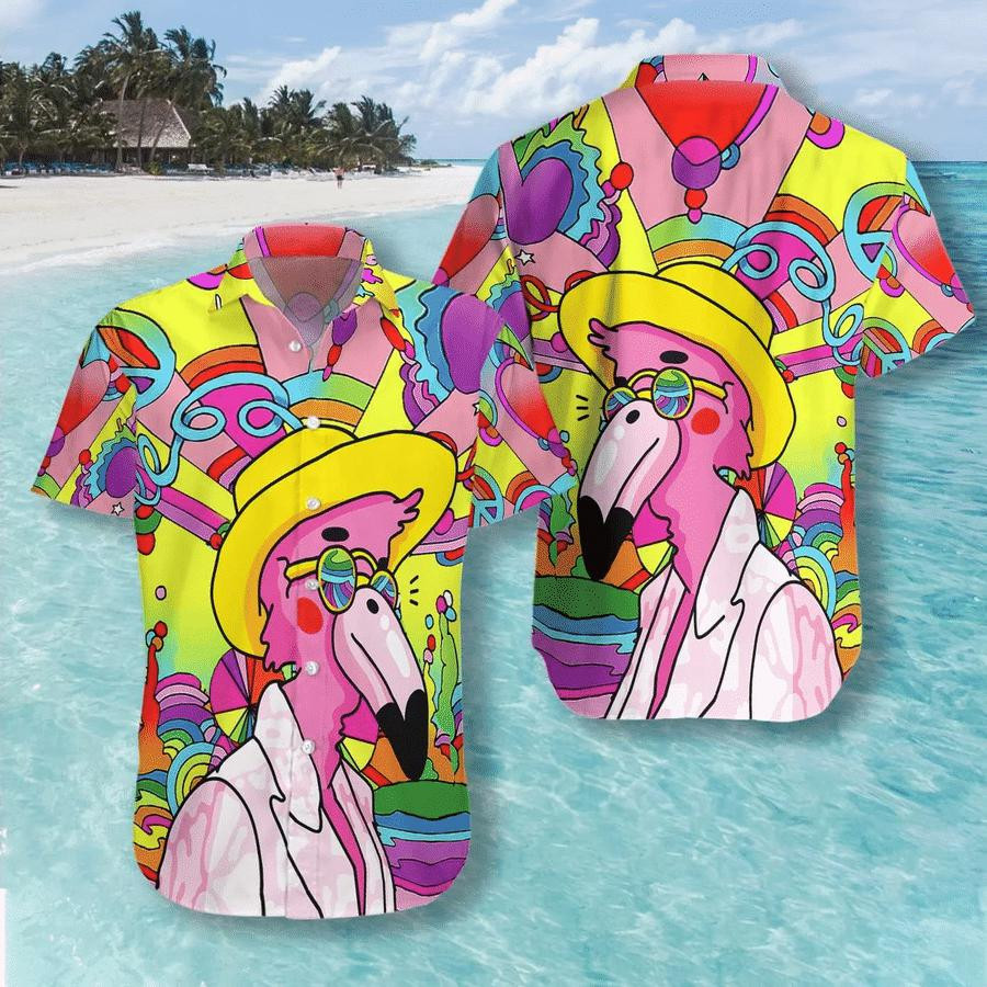 Hippie Flamingo Hawaiian Shirt Tropical Unisex Hawaiian Shirt For Men Hawaiian Shirt For Men Women