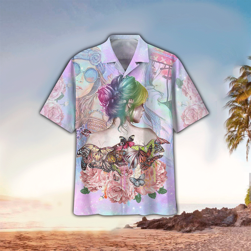 Hippie Girl Hawaiian Shirt for Men and Women