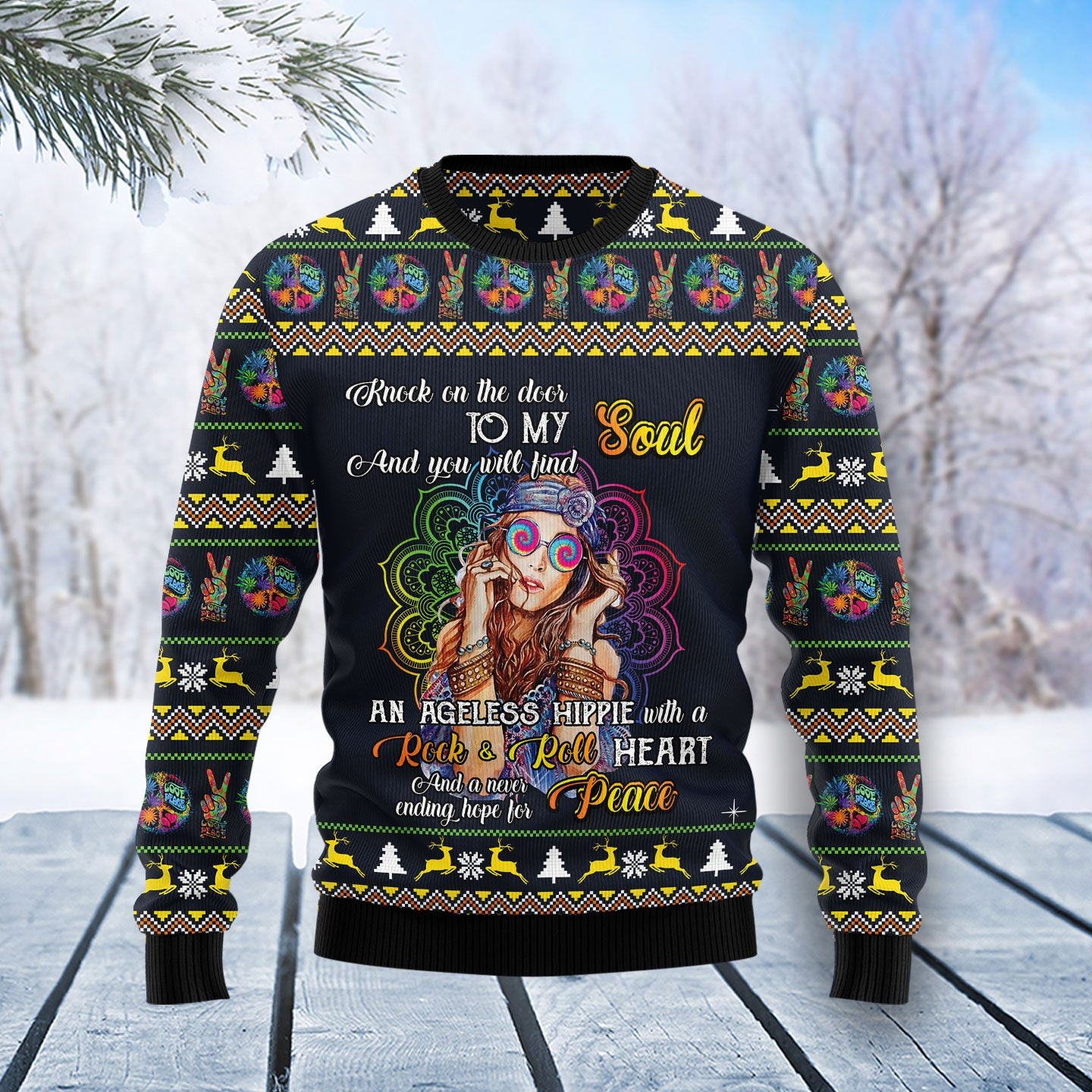 Hippie Girl Ugly Christmas Sweater