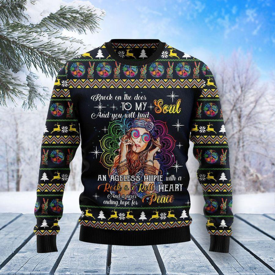 Hippie Girl Ugly Christmas Sweater Ugly Sweater For Men Women