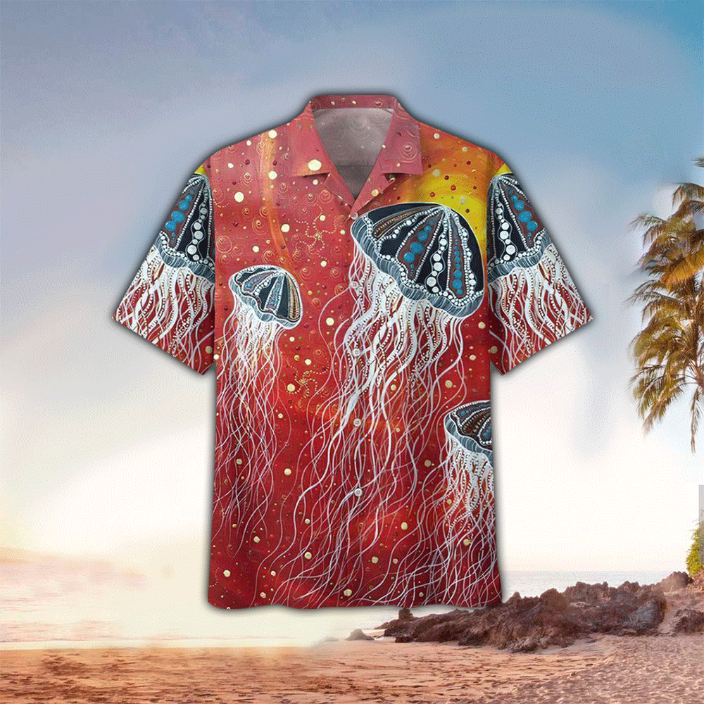 Hippie Jelly Fish Hawaiian Shirt for Men and Women