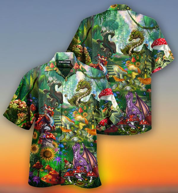 Hippie Magic Mushrooms Dragon Limited Edition - Hawaiian Shirt Hawaiian Shirt For Men