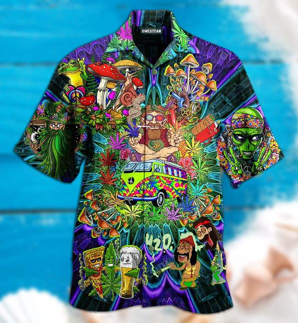 Hippie Mushroom Alien Bus Everything Limited - Hawaiian Shirt - Hawaiian Shirt For Men