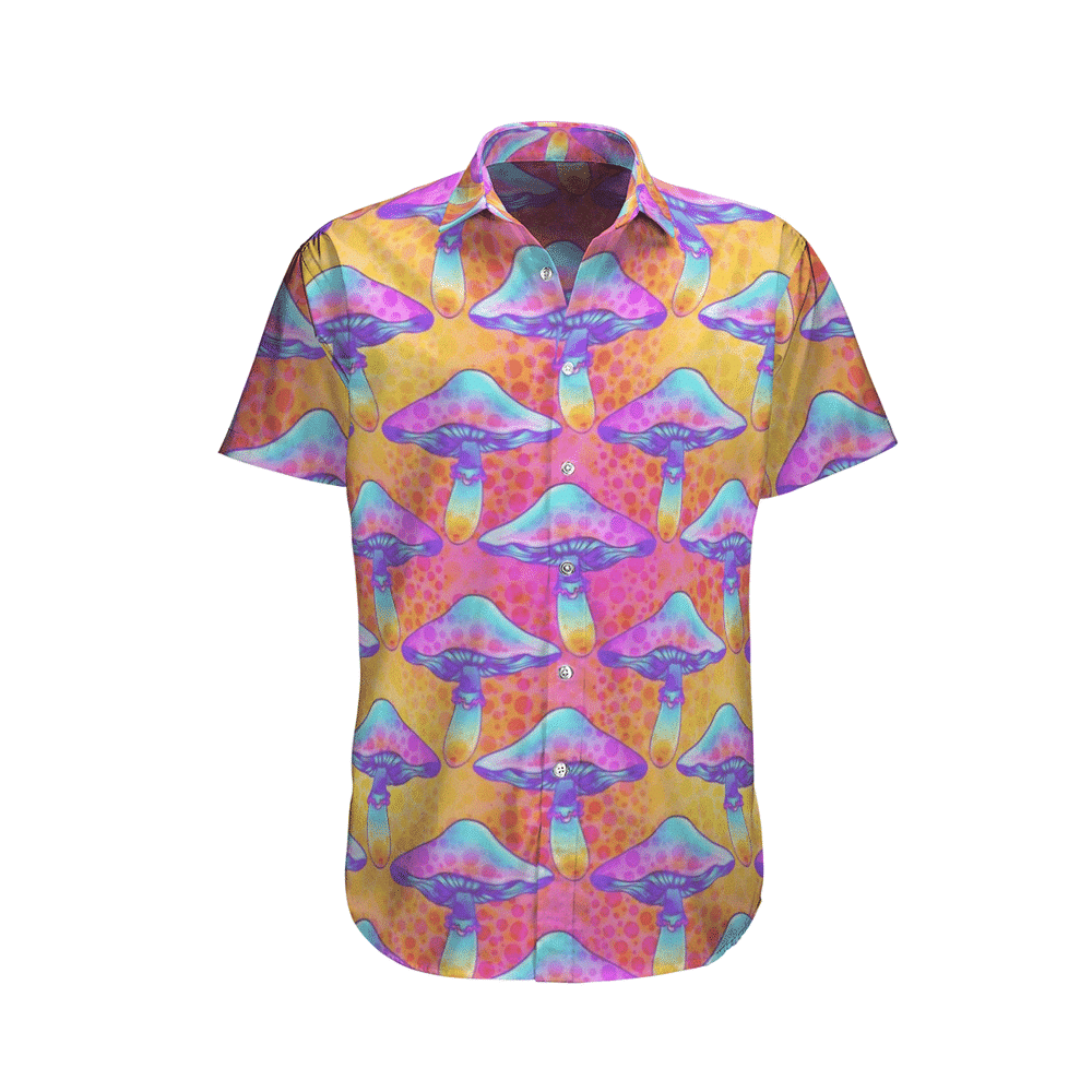 Hippie Mushroom Aloha Hawaiian Shirt Colorful Short Sleeve Summer Beach Casual Shirt For Men And Women