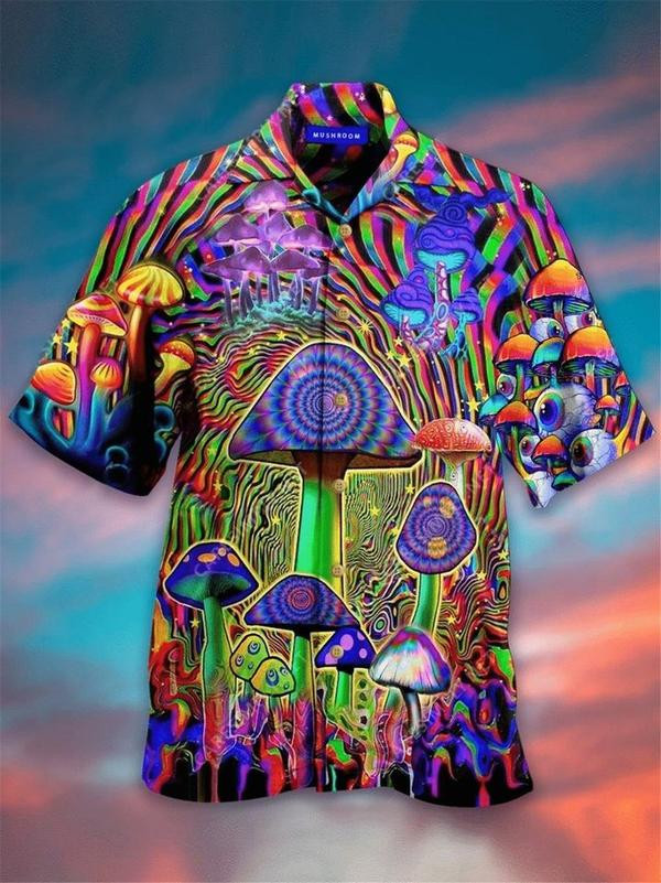 Hippie Mushroom Love Color Limited - Hawaiian Shirt Hawaiian Shirt For Men