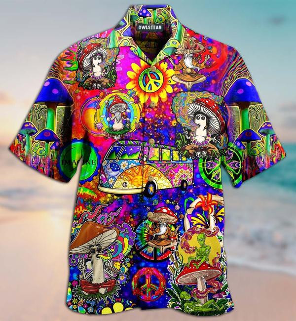 Hippie Mushroom Peace Funny Limited - Hawaiian Shirt - Hawaiian Shirt For Men