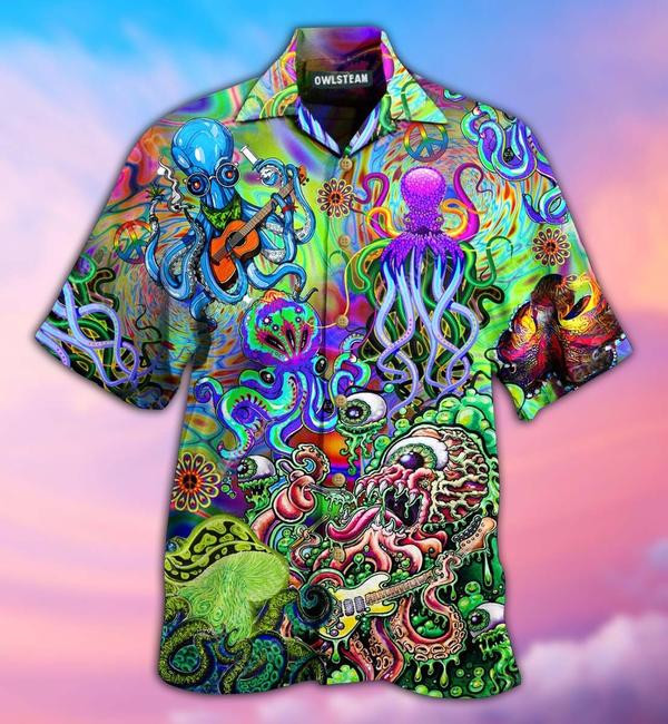 Hippie Octopus Love Music Edition - Hawaiian Shirt Hawaiian Shirt For Men