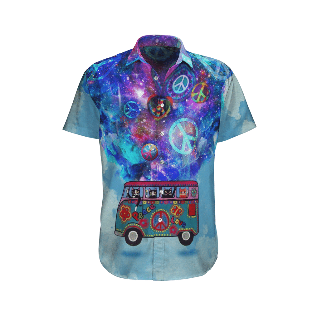 Hippie One Love Peace Aloha Hawaiian Shirt Colorful Short Sleeve Summer Beach Casual Shirt For Men And Women