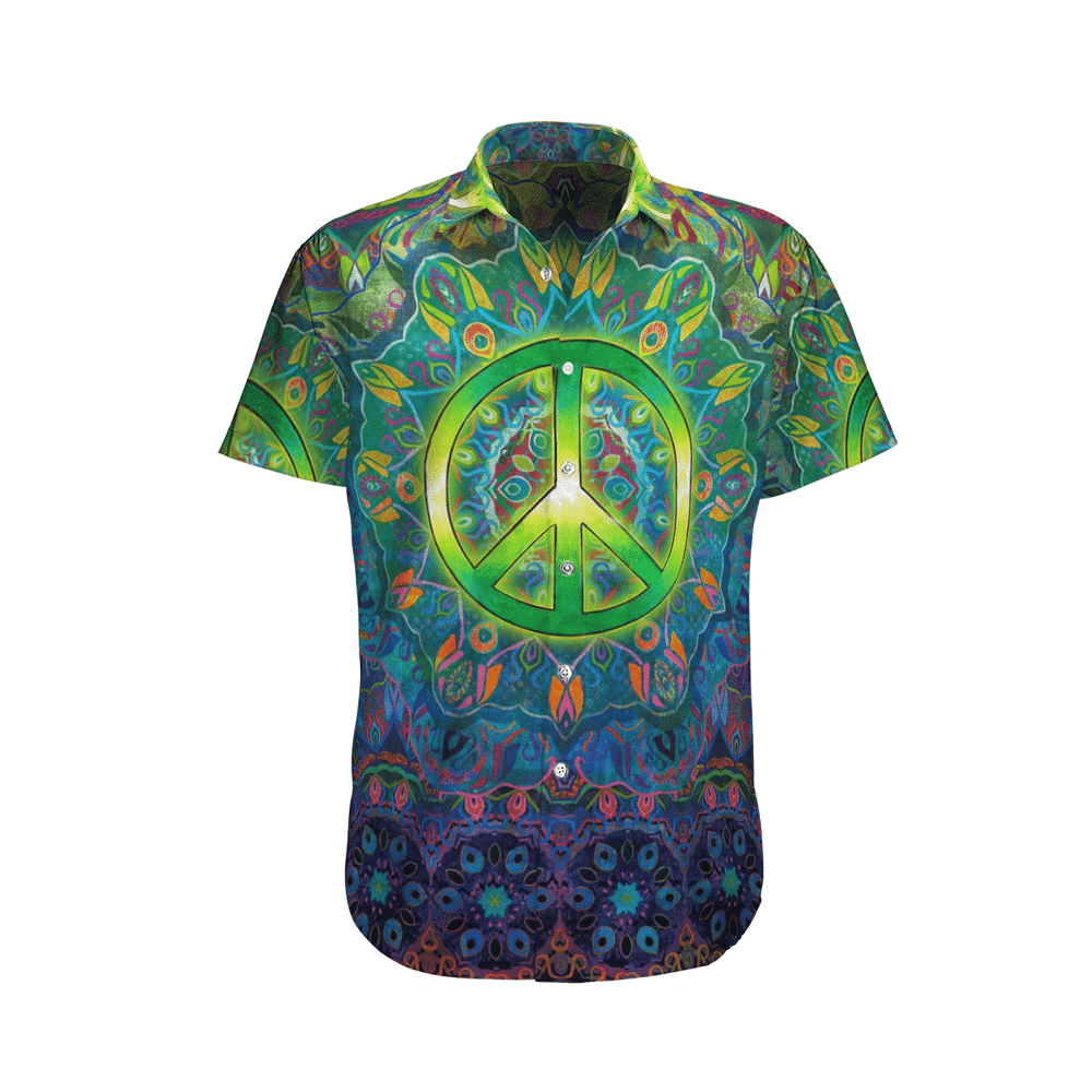 Hippie Peace Love Aloha Hawaiian Shirt Colorful Short Sleeve Summer Beach Casual Shirt For Men And Women