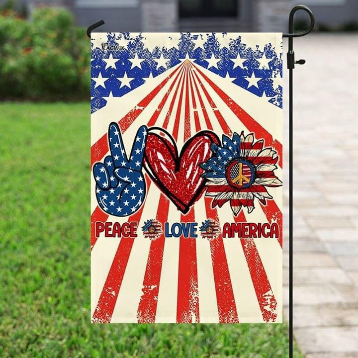Hippie Peace Love America Flag Independence Day July 4th Us Flag Garden Flag House Flag