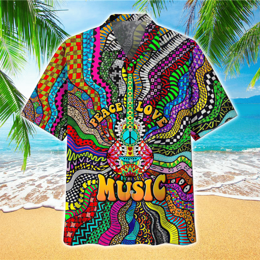 Hippie Peace Love Music Hawaiian Shirt for Men and Women