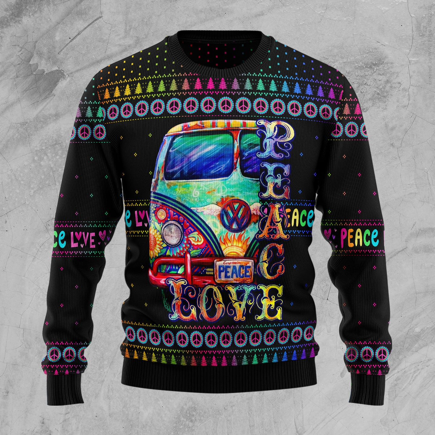 Hippie Peace Love Ugly Christmas Sweater, Ugly Sweater For Men Women, Holiday Sweater