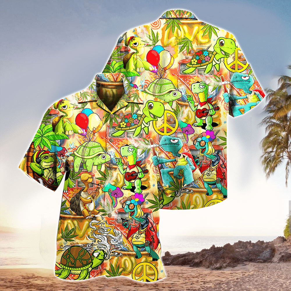 Hippie Turtles Hawaiian Shirt for Men and Women