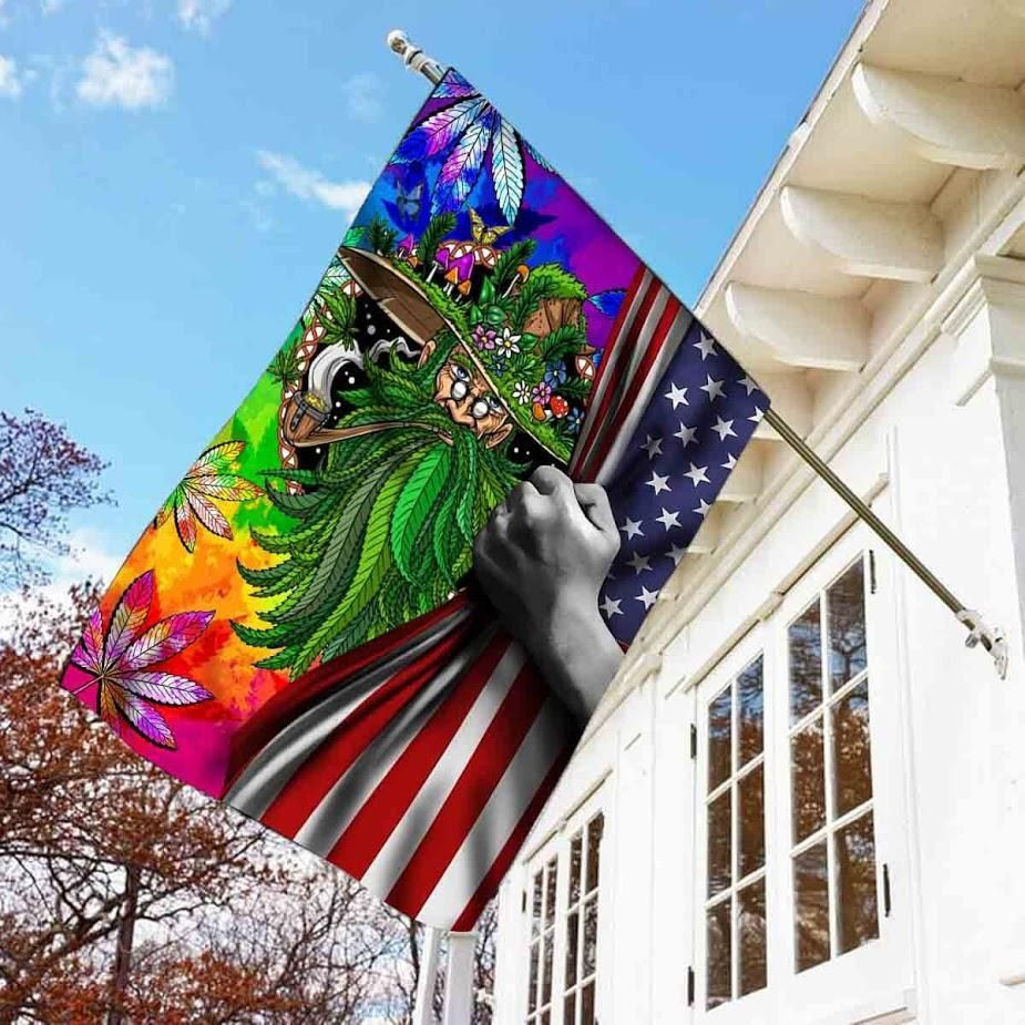 Hippie Weed Funny Old Men Flag Gifts For Parents American Independence Day Us Garden Flag House Flag