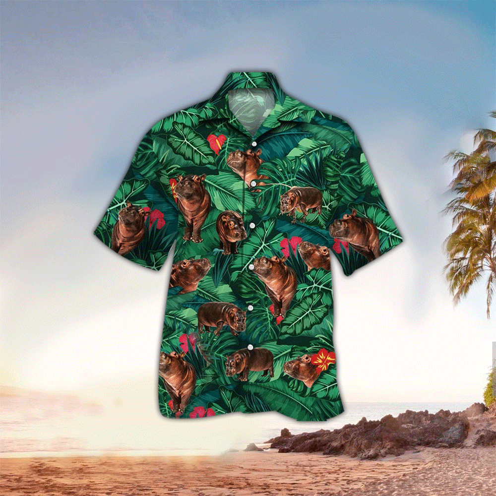 Hippo Hawaiian Shirt For Men Hippo Lover Gifts Shirt for Men and Women