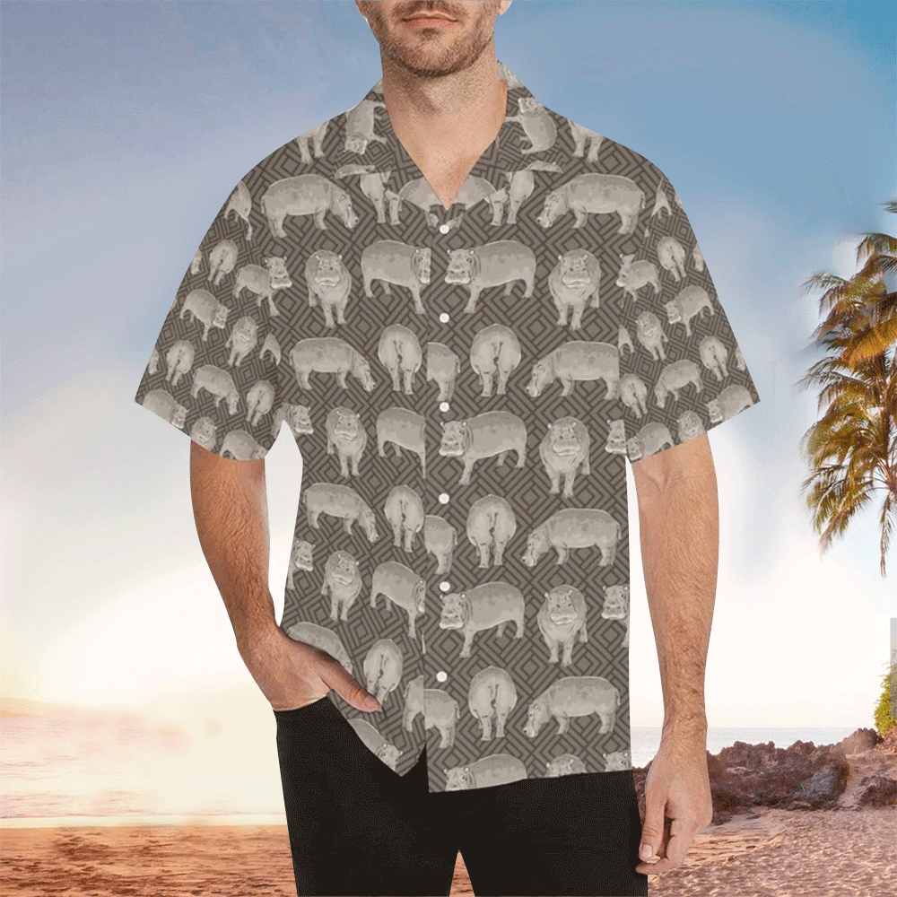 Hippo Hawaiian Shirt For Men Hippo Lover Gifts Shirt for Men and Women