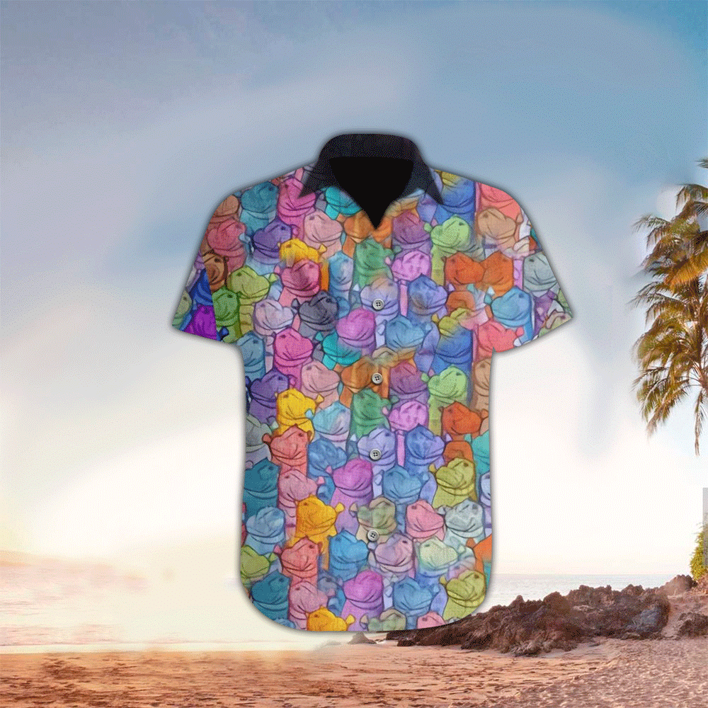 Hippo Mens Hawaiian Shirt Hippo Button Up Shirt for Men and Women