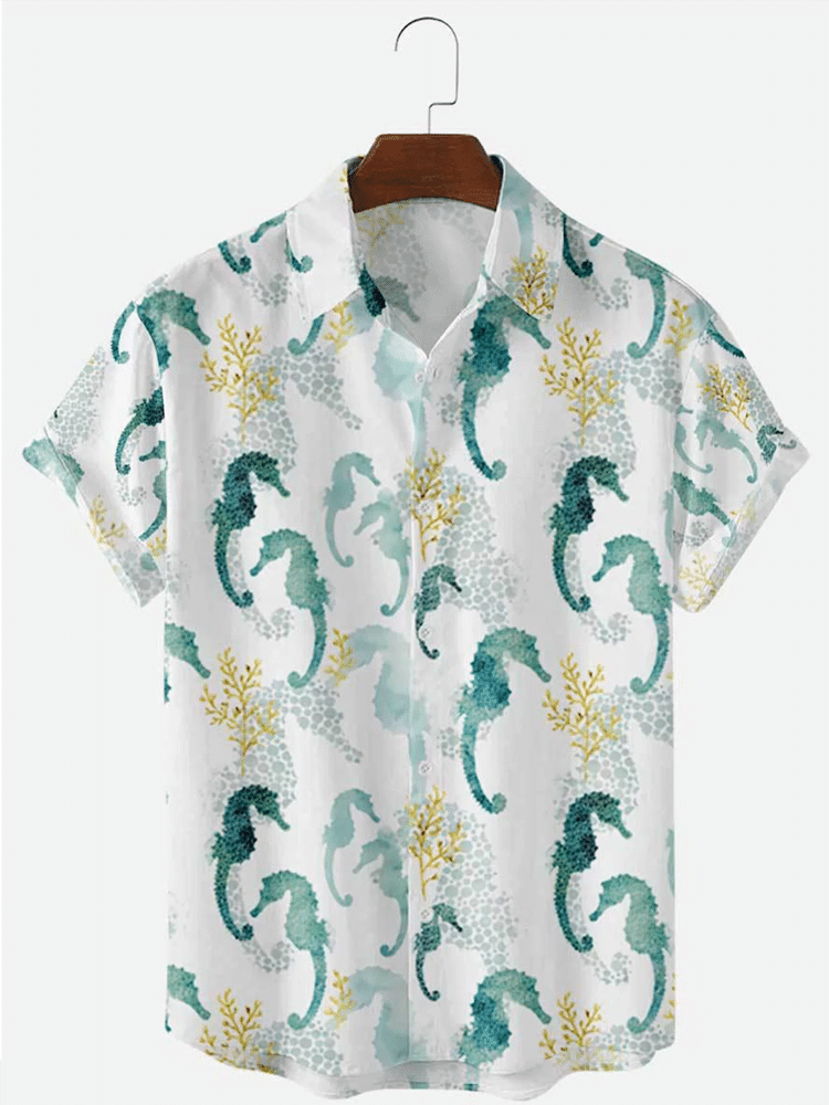 Hippocampus Element Printed Hawaiian Shirt Summer Hawaiian