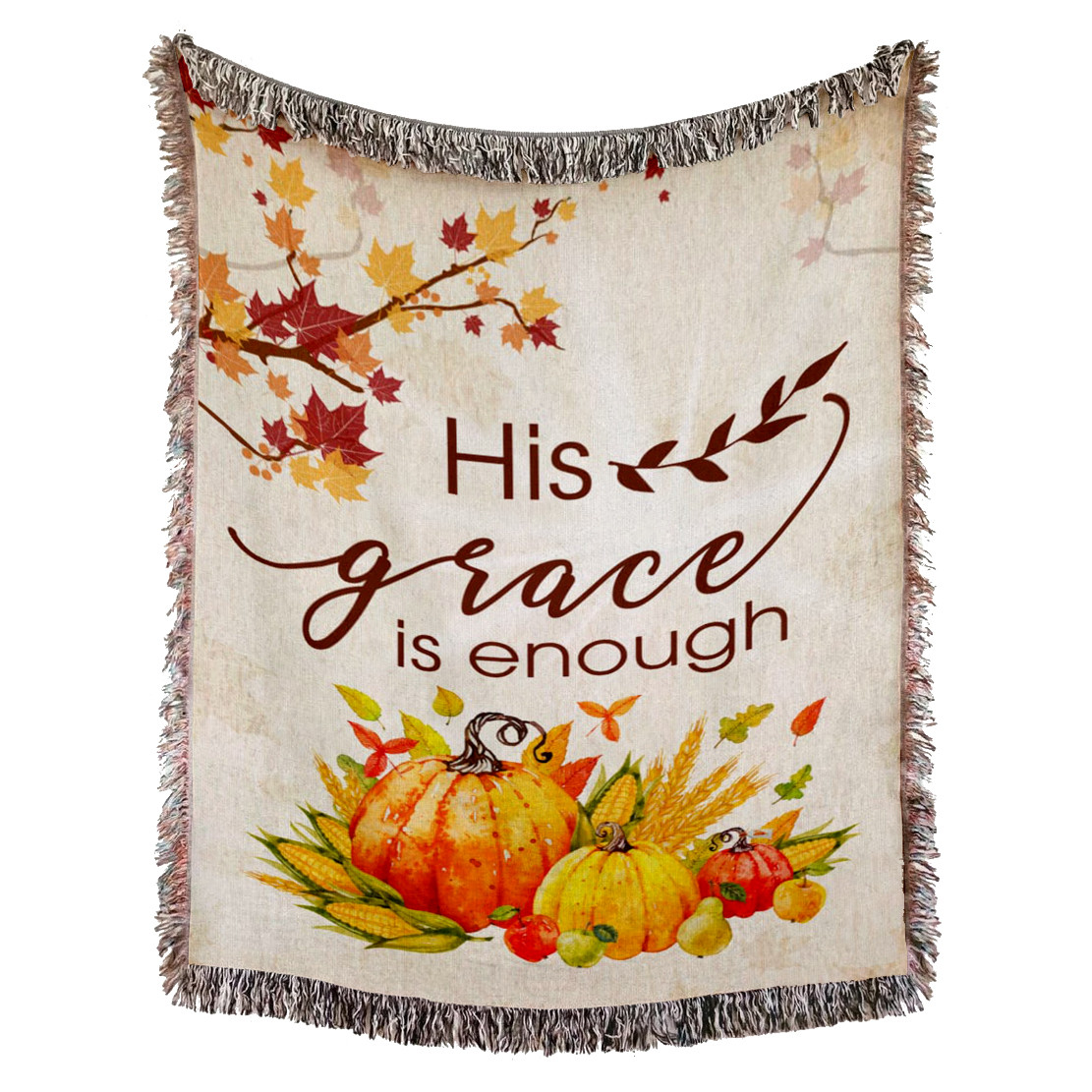 His Grace Is Enough Woven Blanket - Christian Woven Throw Blanket - God Grace Tapestry Decor For Christian Blanket