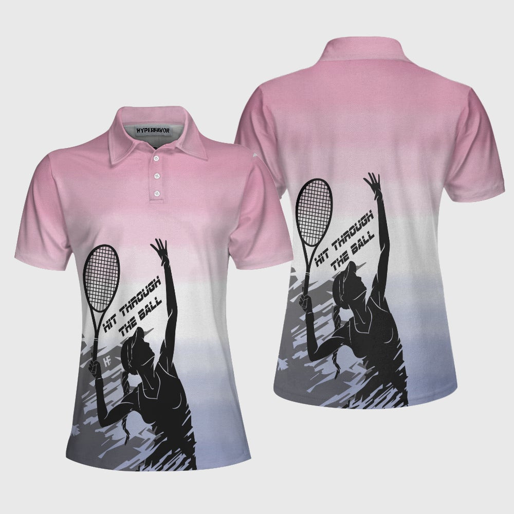 Hit Through The Tennis Ball Dip-dyed Short Sleeve Women Polo Shirt