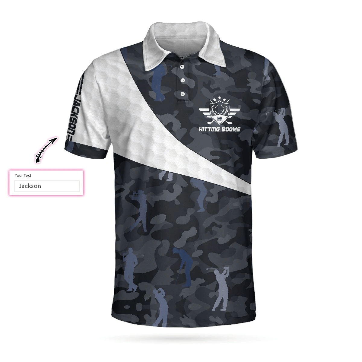 Hitting Booms Camo Pattern Custom Polo Shirt Personalized Golf Pattern Polo Shirt Best Golf Shirts Short Sleeve Polo For Men