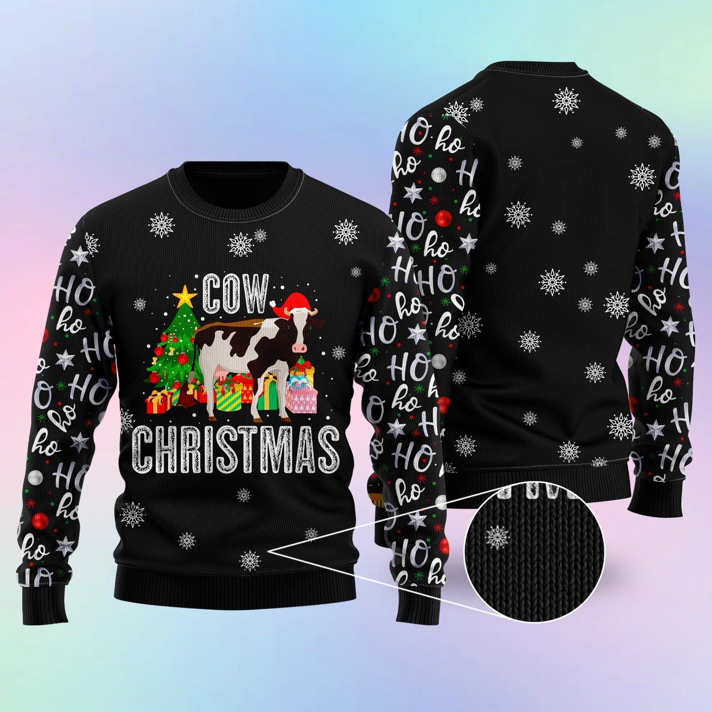 Ho Ho Ho Cow Christmas Ugly Christmas Sweater Ugly Sweater For Men Women