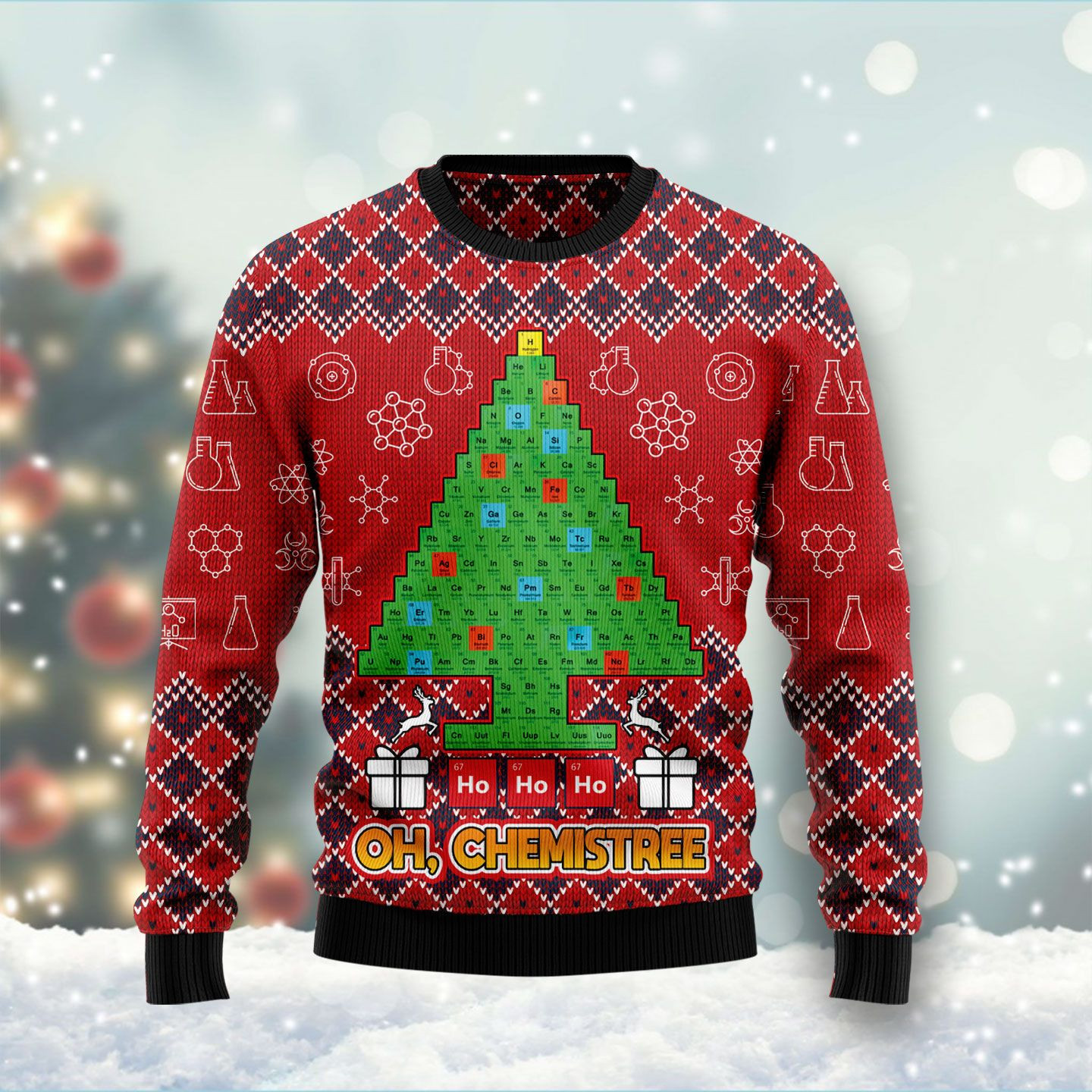 Ho Ho Ho Oh Chemistree Ugly Christmas Sweater Ugly Sweater For Men Women