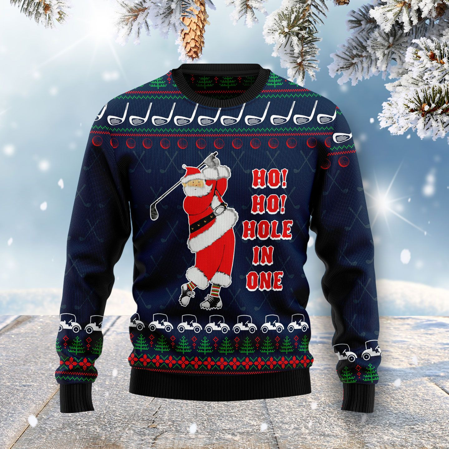 Ho Ho Hole In One Ugly Christmas Sweater