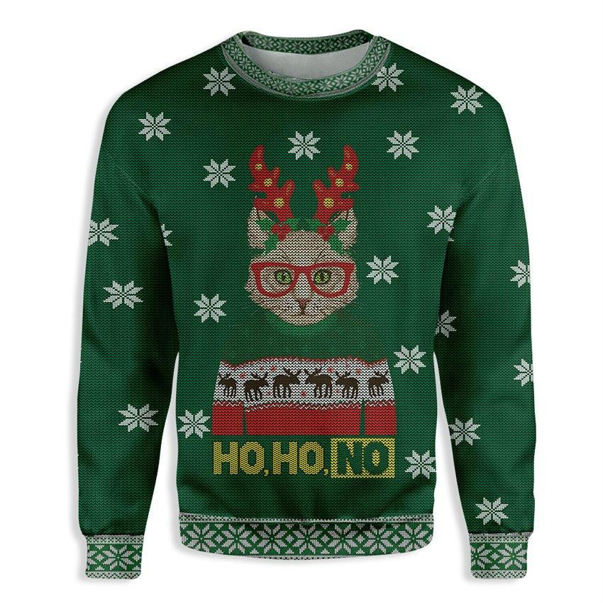 Ho Ho No Cat Christmas Ugly Christmas Sweater Ugly Sweater For Men Women