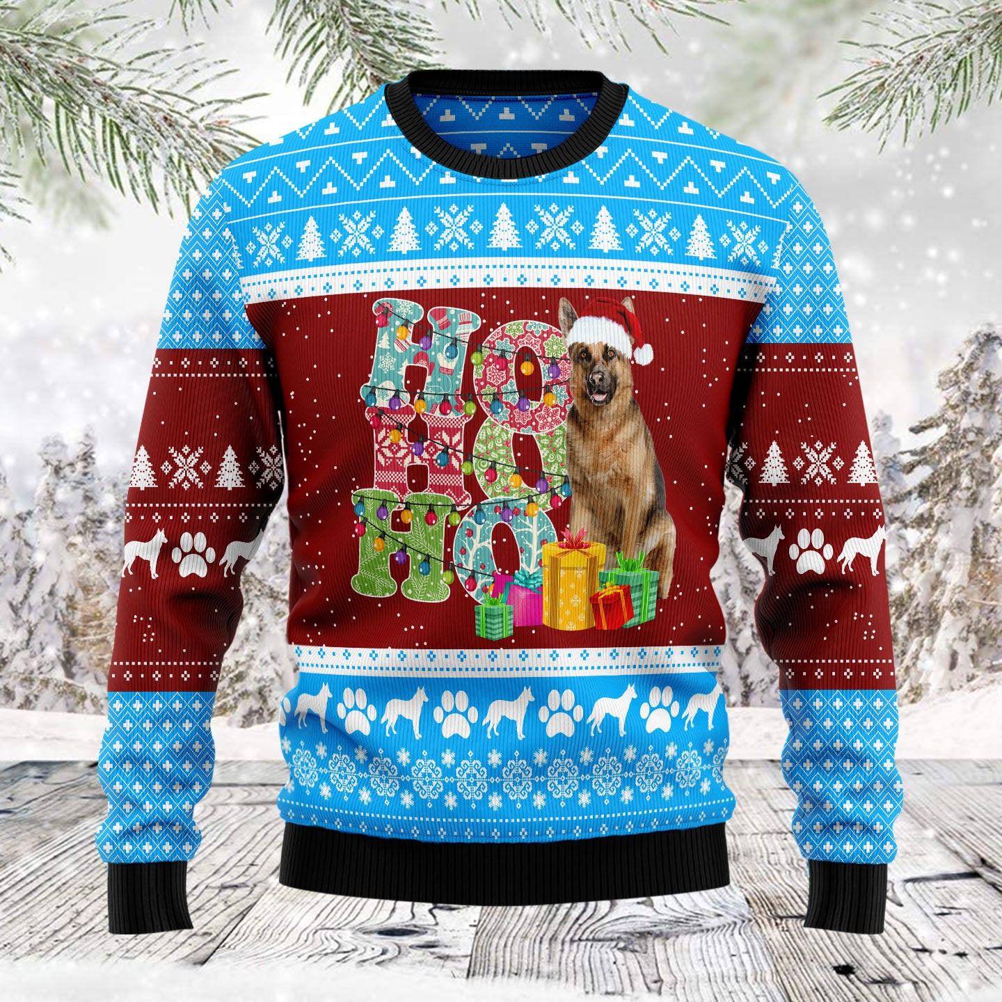 HoHoHo German Shepherd Ugly Christmas Sweater