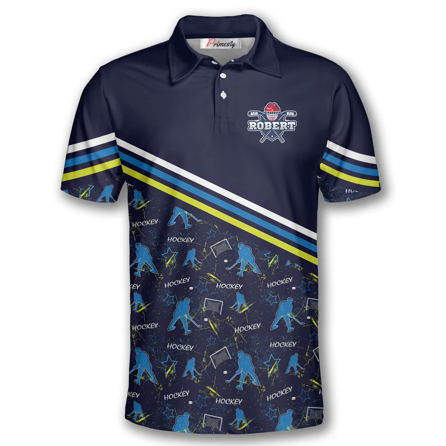 Hockey Abstract Seamless Pattern Custom Polo Hockey Shirts for Men