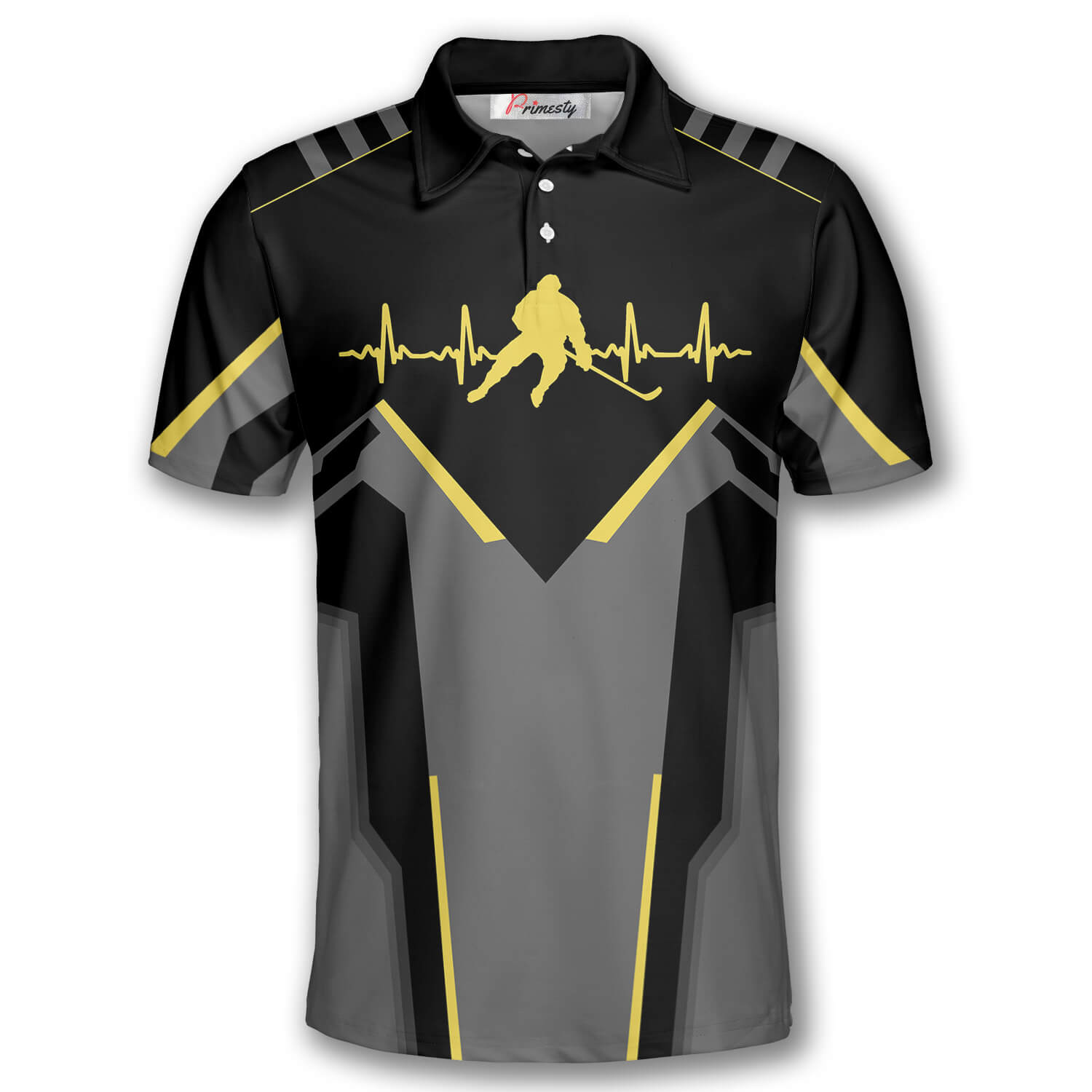 Hockey Heartbeat Pulse Line Custom Polo Hockey Shirts for Men