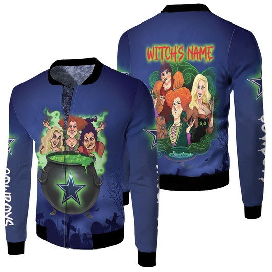 Hocus Pocus Dallas Cowboys Witches Dark Blue Fleece Bomber Jacket