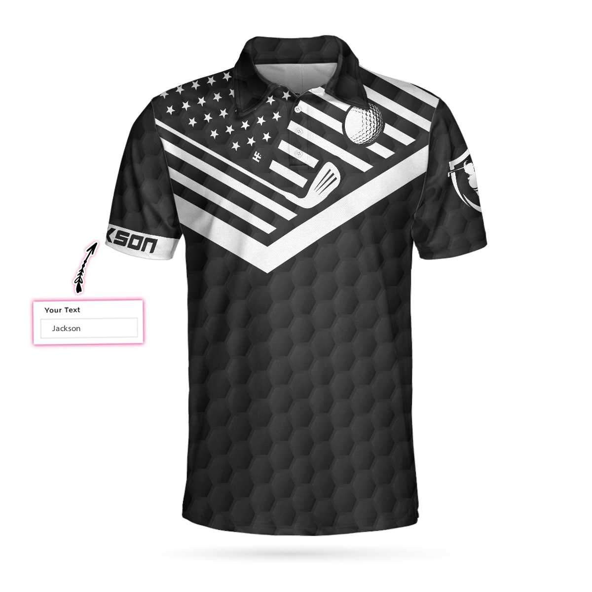 Hole In One Is Perfect Black American Flag Golf Custom Polo Shirt For Men Best Gift For Golfers