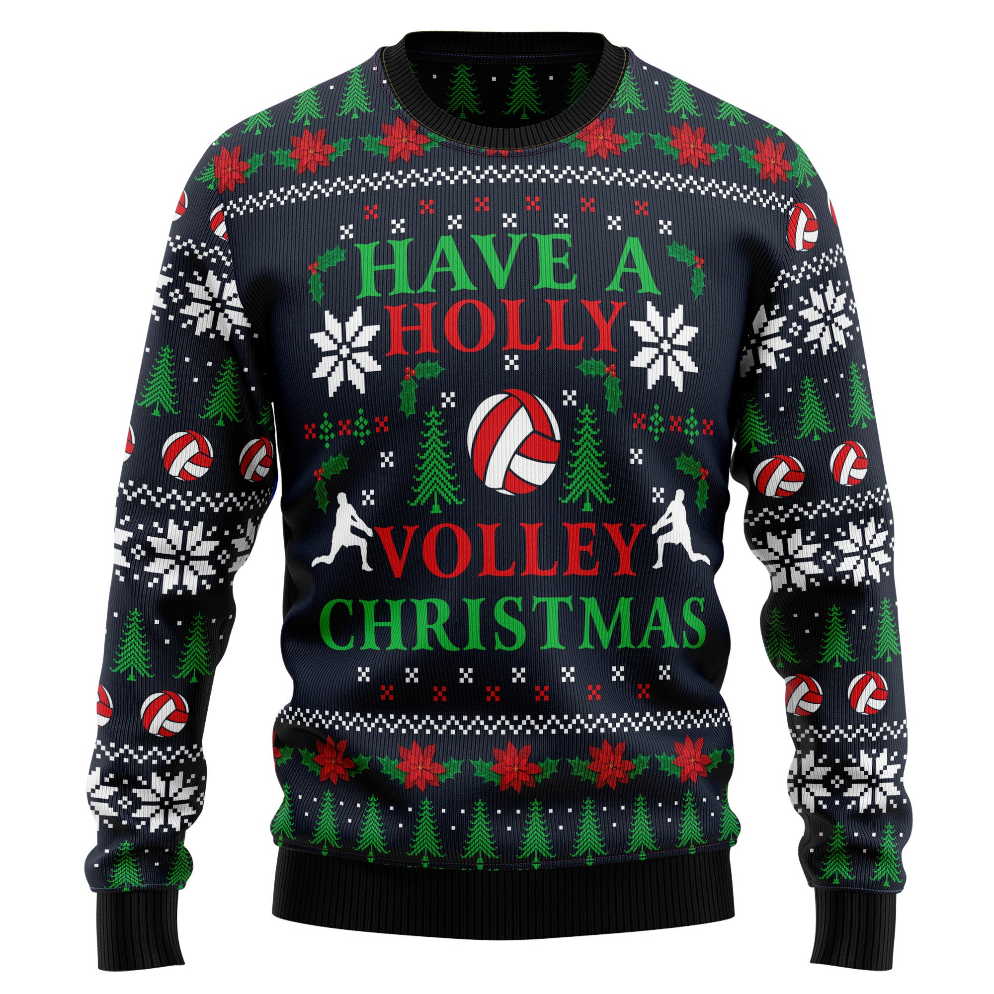 Holly Volley Volleyball Ugly Christmas Sweater