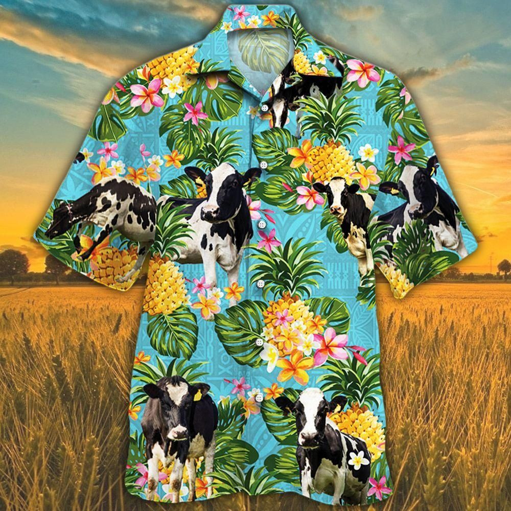 Holstein Friesian Cattle Lovers Pineapple Aloha Hawaiian Shirt Colorful Short Sleeve Summer Beach Casual Shirt For Men And Women