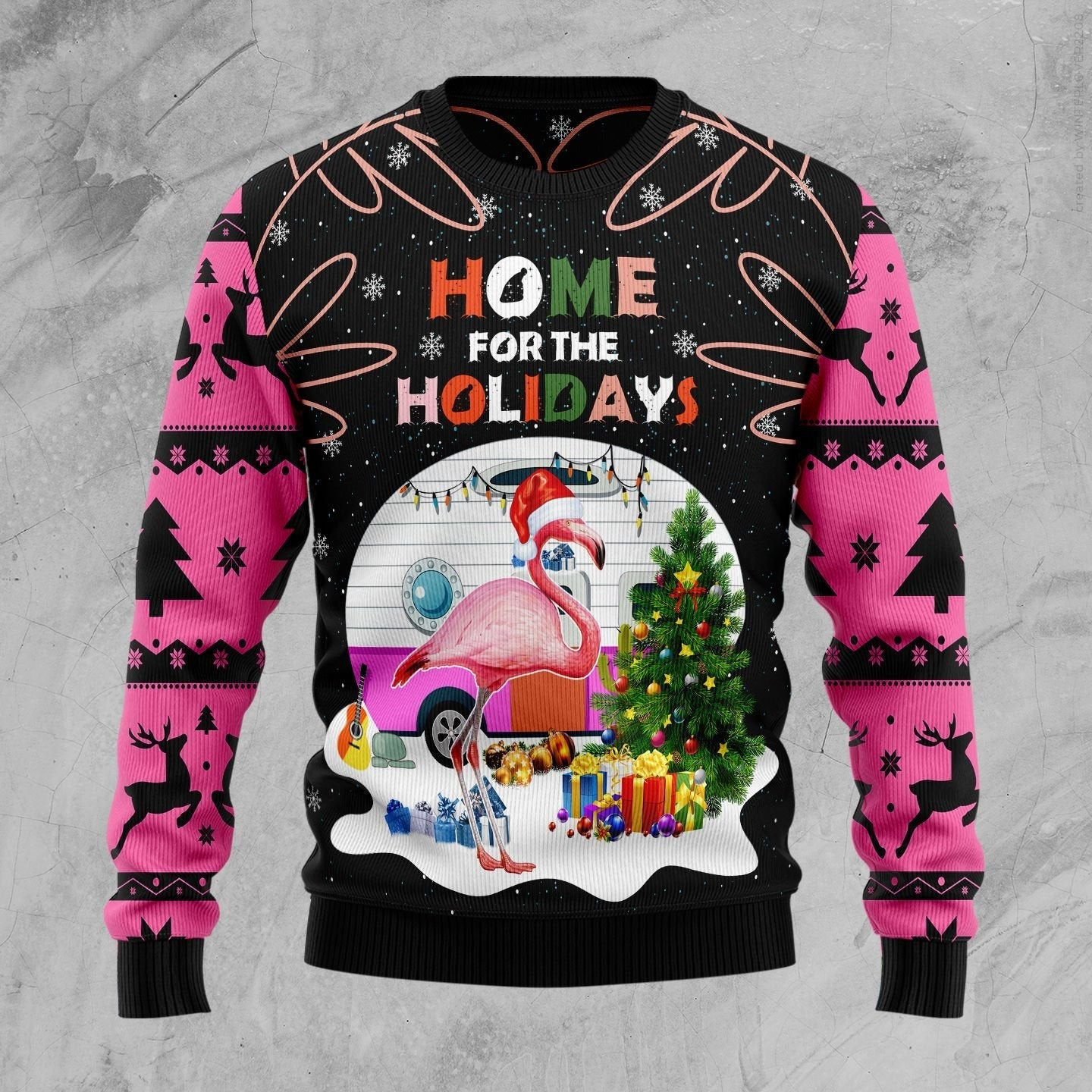 Home For The Holidays Flamingo Ugly Christmas Sweater Ugly Sweater For Men Women