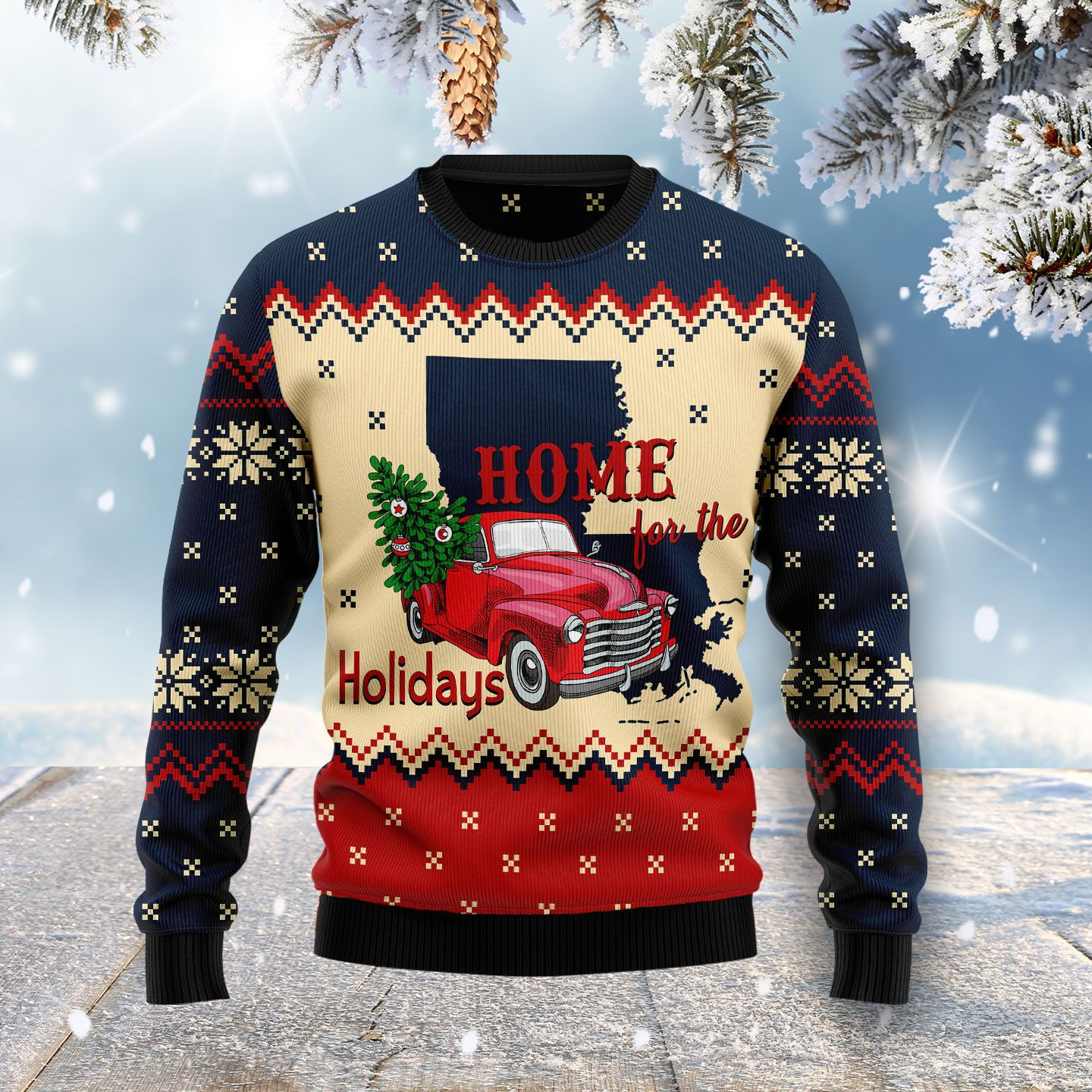 Home For The Holidays Louisiana Ugly Christmas Sweater Ugly Sweater For Men Women