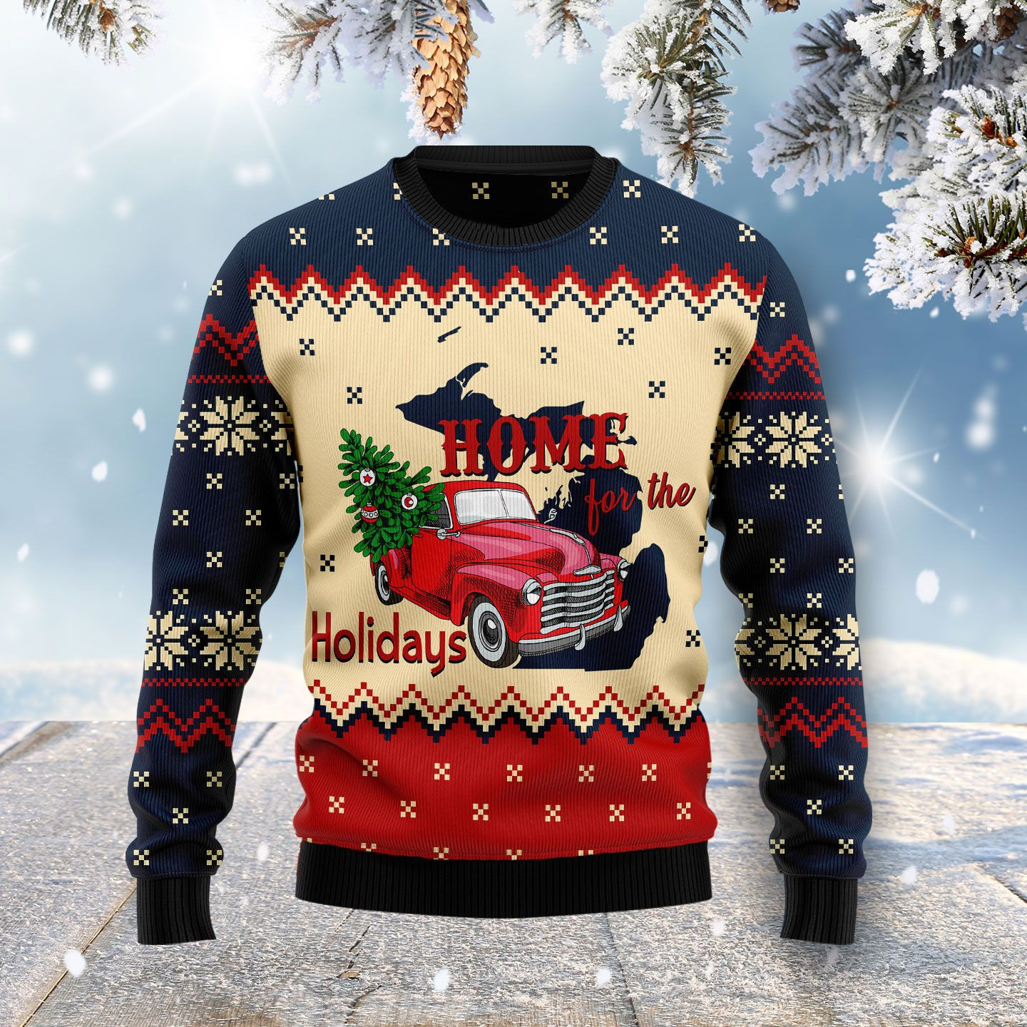 Home For The Holidays Michigan Ugly Christmas Sweater Ugly Sweater For Men Women
