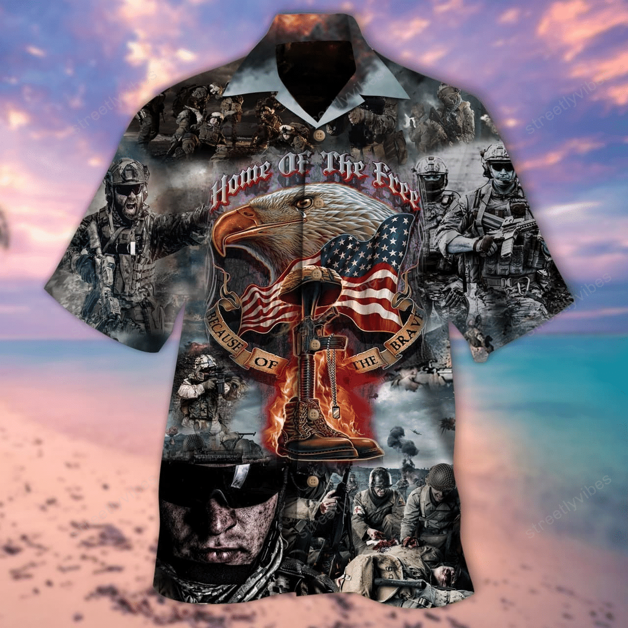 Home Of The Free Because Of The Brave Us Military Hawaiian Shirt Hawaiian Shirt For Men