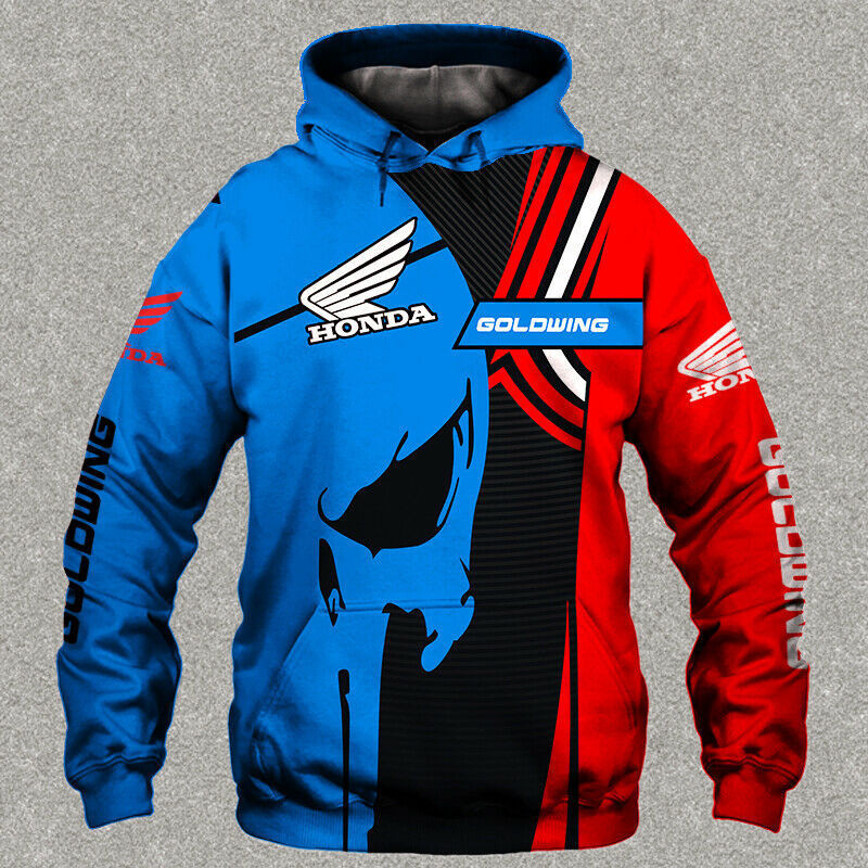 Honda Goldwing Blue Skull Hoodie