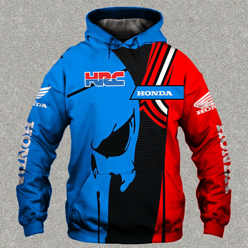 Honda HRC Racing Blue Skull Hoodie