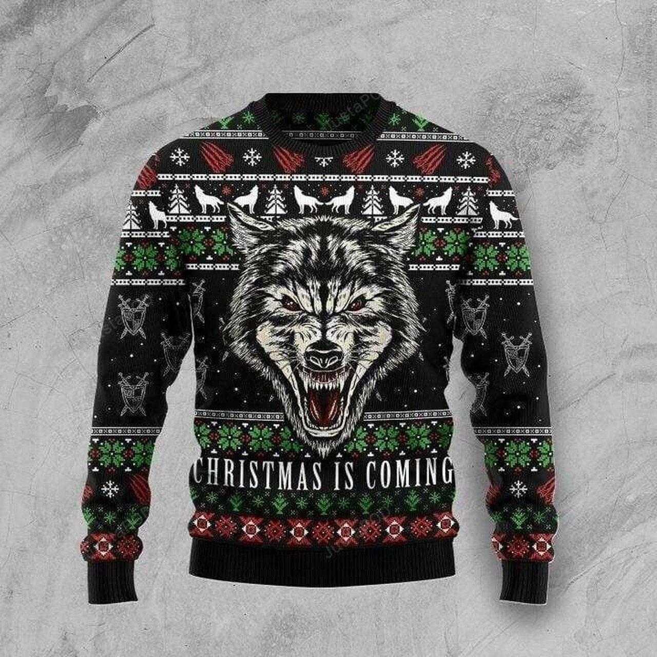 Honor Wolf Black Ugly Christmas Sweater Ugly Sweater For Men Women
