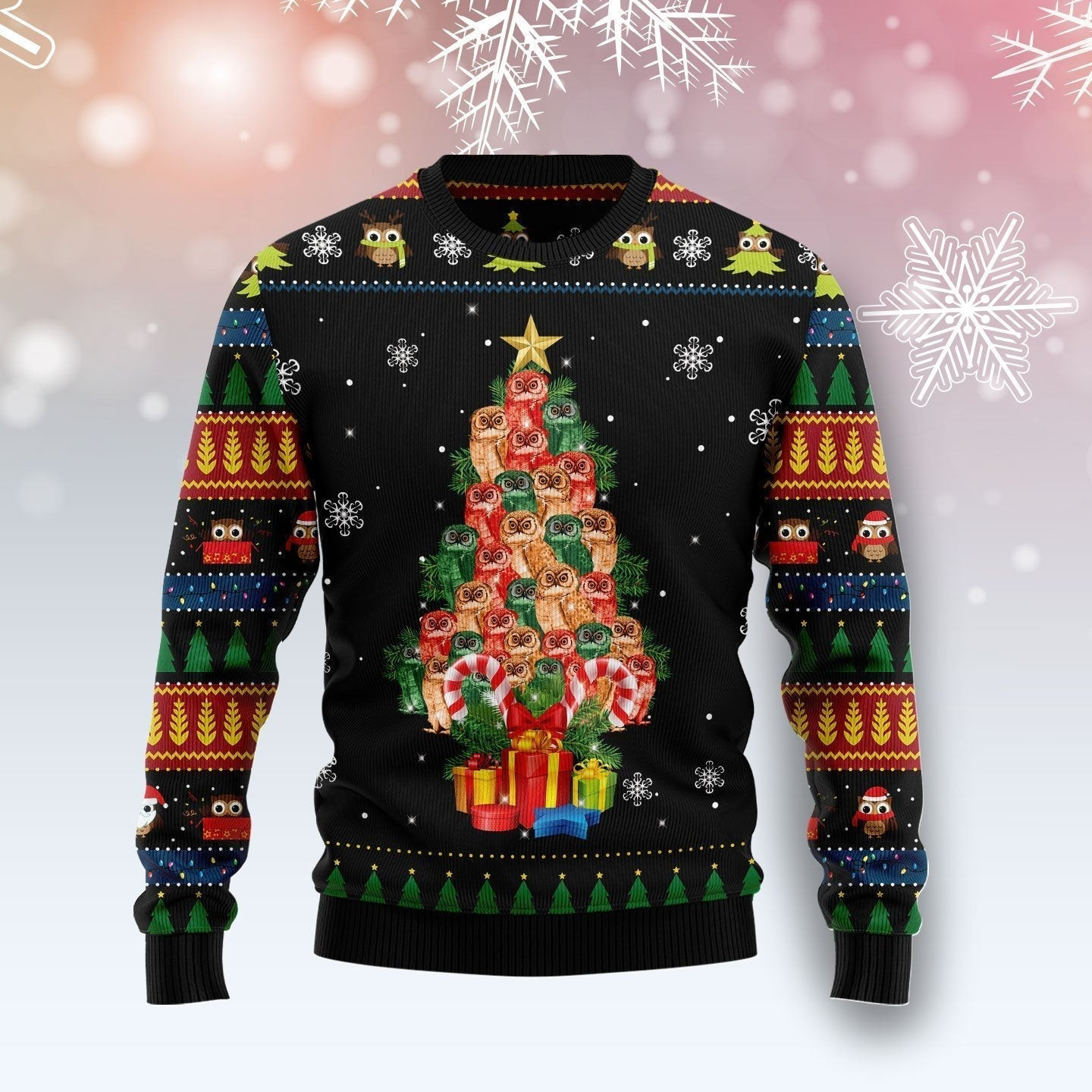 Hoot Hoot Owl Noel Tree Ugly Christmas Sweater Ugly Sweater For Men Women
